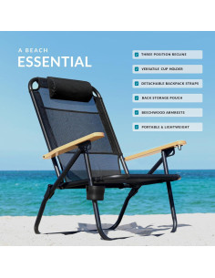 Silla de Playa Plegable Water Buffalo Bondi - 3 Posiciones, Portavasos 2