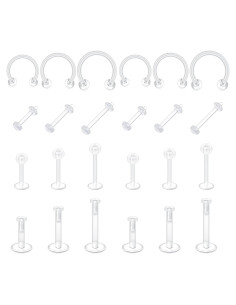 Fectas 24pcs Retenedores de Piercing Transparentes 16G