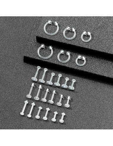 Fectas 24pcs Retenedores de Piercing Transparentes 16G