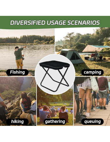 Taburete Plegable Smohtmeny Negro 150kg para Camping y Aire Libre