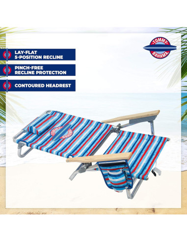 Silla de Playa Plegable Tommy Bahama con Mochila 5 Posiciones