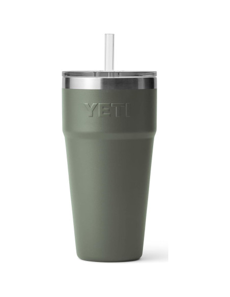Taza Aislada al Vacío YETI 26 oz Verde Campamento con Pajilla