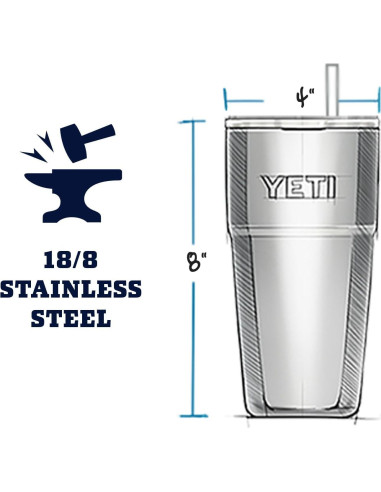 Taza Aislada al Vacío YETI 26 oz Verde Campamento con Pajilla