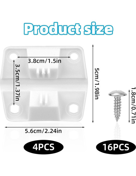 Kit de 4 Bisagras de Plástico para Cooler Gosknor con Tornillos