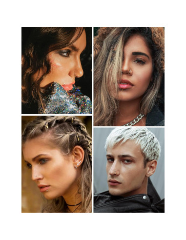 Anillos de Nariz JeryWe Oro 14K Hipoalergénico 20G - 12 Piezas