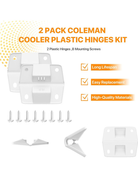 Kit de Bisagras de Plástico LBB-Parts para Enfriadores Coleman - 4 Piezas