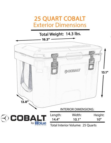 Enfriador Cobalto 25Q Gris - Mantiene Hielo Hasta 3 Días