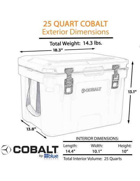 Enfriador Cobalto 25Q Gris - Mantiene Hielo Hasta 3 Días