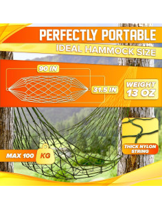 Hamaca de Cuerda de Malla VIKROM para Exterior 240x80 cm 2