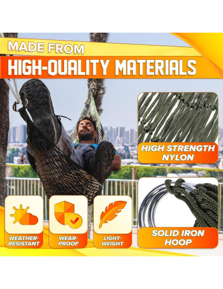 Hamaca de Cuerda de Malla VIKROM para Exterior 240x80 cm