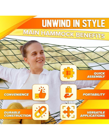 Hamaca de Cuerda de Malla VIKROM para Exterior 240x80 cm