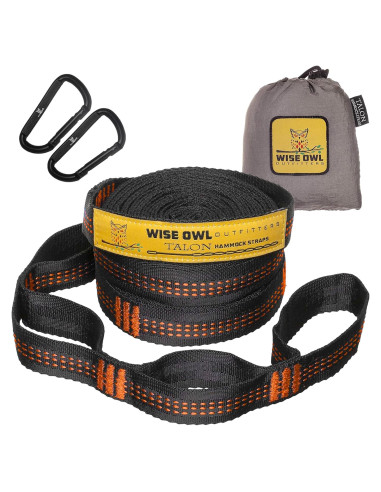 Cuerdas para Hamacas Wise Owl Outfitters 3m Naranjas - Kit Completo