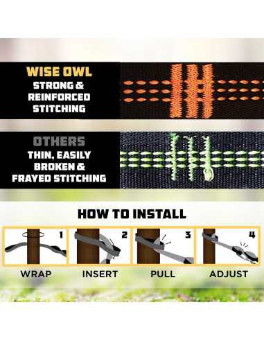Cuerdas para Hamacas Wise Owl Outfitters 3m Naranjas - Kit Completo