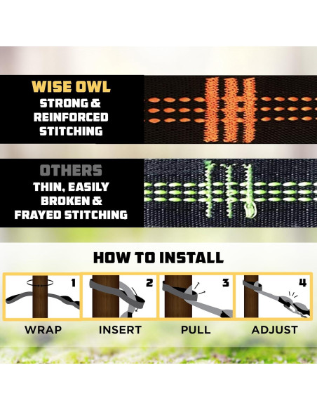 Cuerdas para Hamacas Wise Owl Outfitters 3m Naranjas - Kit Completo