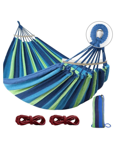 Hamaca de Camping MOSFiATA 250kg Tela Lona Antivuelco Azul Verde
