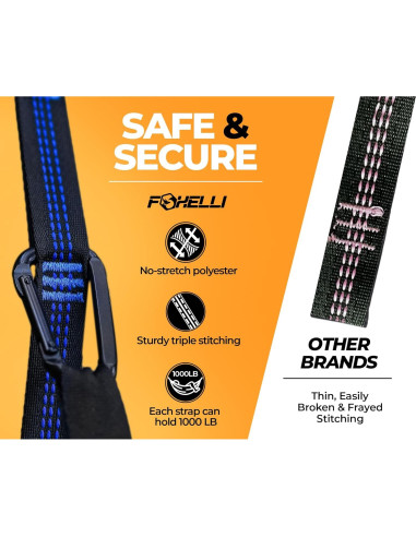 Correas de Hamaca XL Foxelli - 6.1m Alta Resistencia 2000 LBS
