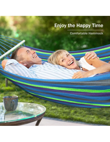 Hamaca de Camping MOSFiATA 250kg Tela Lona Antivuelco Azul Verde
