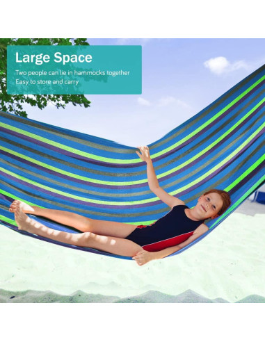 Hamaca de Camping MOSFiATA 250kg Tela Lona Antivuelco Azul Verde