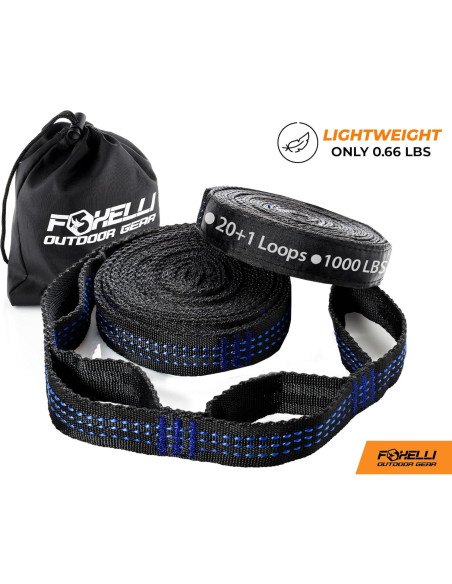 Correas de Hamaca XL Foxelli - 6.1m Alta Resistencia 2000 LBS