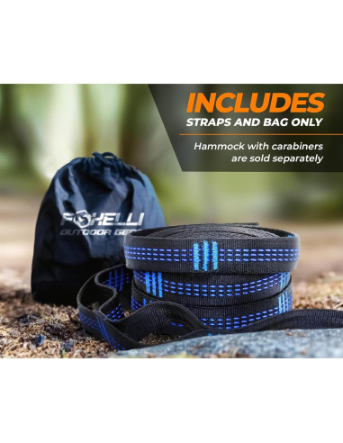Correas de Hamaca XL Foxelli - 6.1m Alta Resistencia 2000 LBS