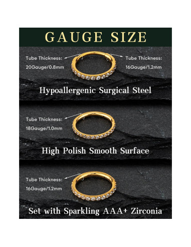 Aro para nariz hipoalergénico 18G 8mm HANCAO oro 14K