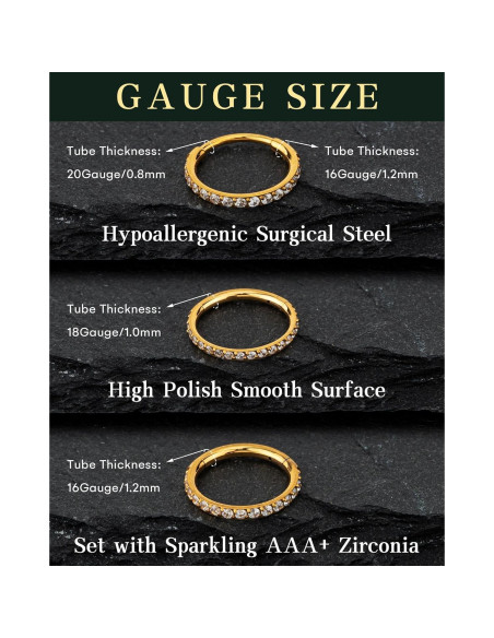 Aro para nariz hipoalergénico 18G 8mm HANCAO oro 14K