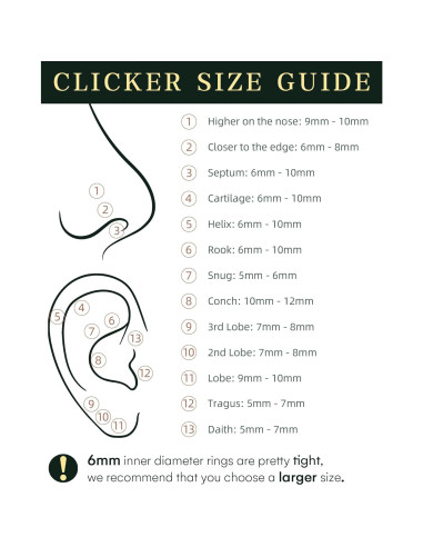 Aro para nariz hipoalergénico 18G 8mm HANCAO oro 14K