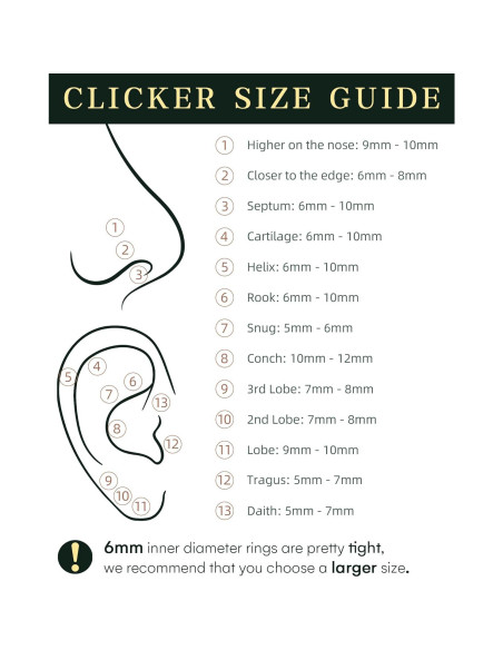 Aro para nariz hipoalergénico 18G 8mm HANCAO oro 14K