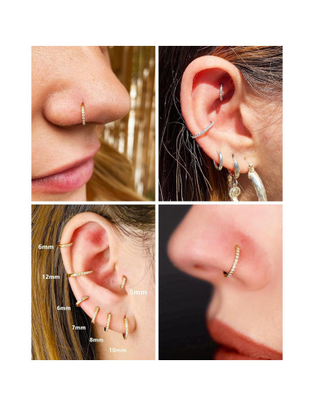 Aro para nariz hipoalergénico 18G 8mm HANCAO oro 14K