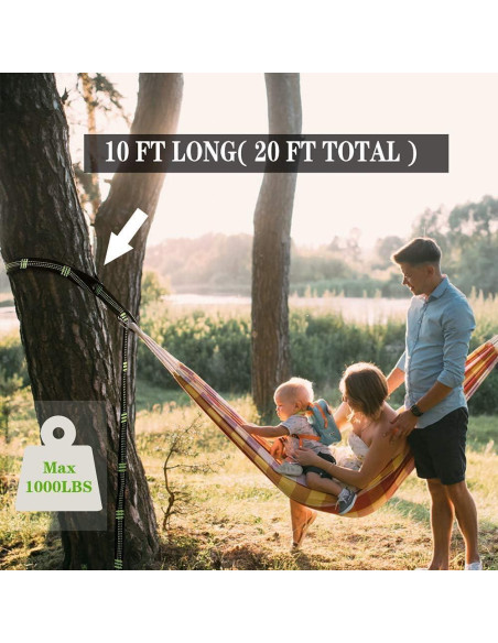 Correas de Hamaca BUDOBEG 3.05 m Ajustables 1000 kg 2 Piezas