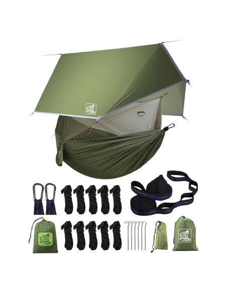 Hamaca de Camping MIZTLI con Red y Cubierta de Lluvia 3.05m