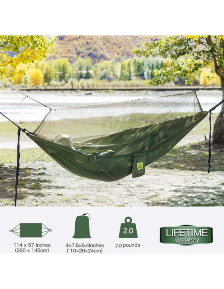 Hamaca de Camping MIZTLI con Red y Cubierta de Lluvia 3.05m