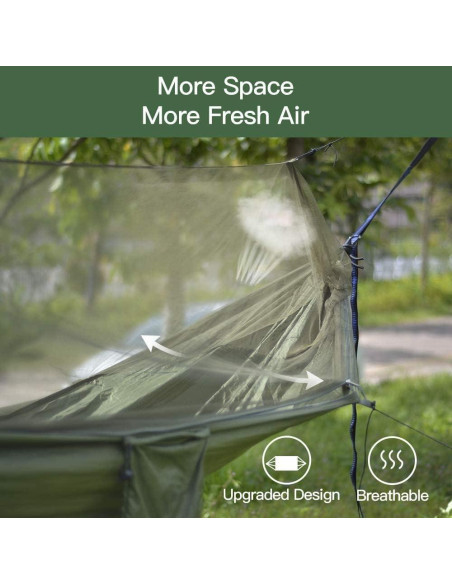 Hamaca de Camping MIZTLI con Red y Cubierta de Lluvia 3.05m