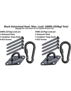 Kit de Hamacas de Alta Resistencia Branded Boards Negro 1000lb 2