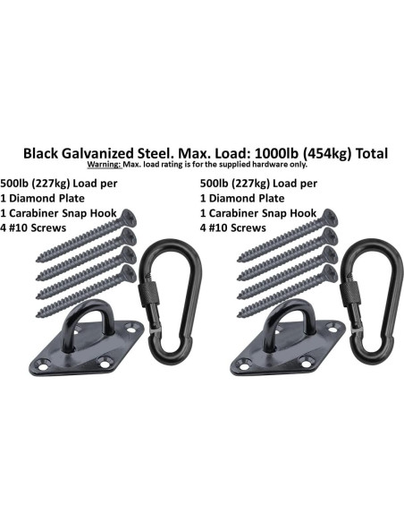 Kit de Hamacas de Alta Resistencia Branded Boards Negro 1000lb
