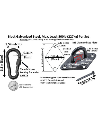 Kit de Hamacas de Alta Resistencia Branded Boards Negro 1000lb