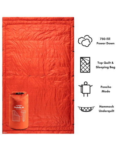 Edredón de Plumas KAMMOK Firebelly 30F Impermeable 223.5x137.2cm