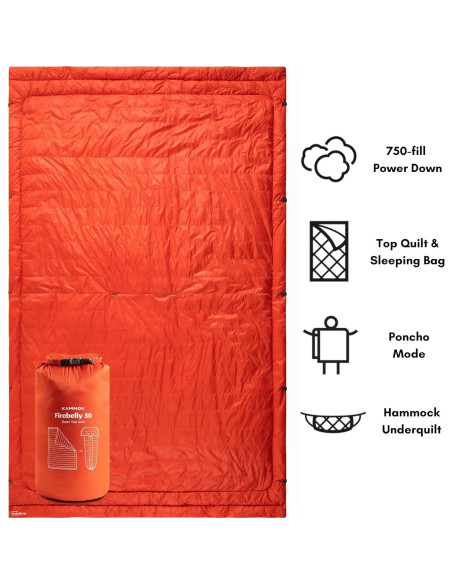 Edredón de Plumas KAMMOK Firebelly 30F Impermeable 223.5x137.2cm