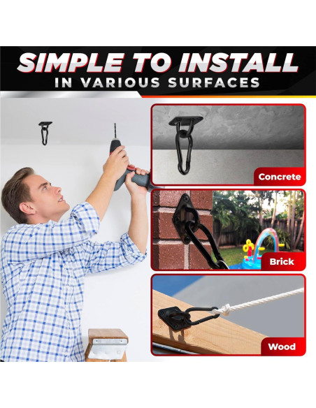 Kit de Colgado de Hamacas PAMAZY 770 kg Acero Inoxidable M10