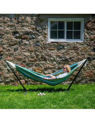 Hamaca Doble Vivere Algodón Cayo Reef con Soporte Acero 204 kg