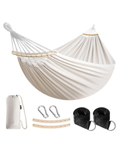 Hamaca de Algodón Anyoo Blanca con Barra de Soporte 204kg