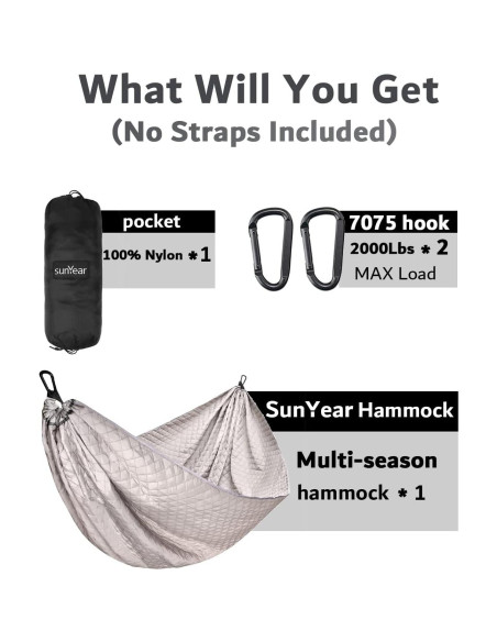Hamaca de Camping Acolchada Sunyear Invierno 2.74m Gris