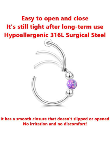 Juego de 4 Aros de Nariz Acero Inoxidable Hipoalergénicos 18G