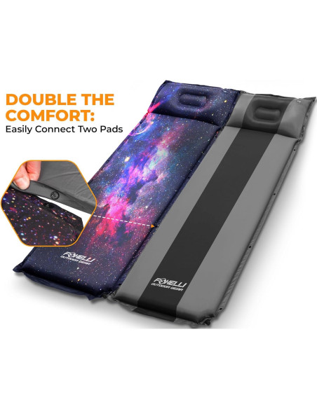 Almohadilla Autoinflable Foxelli para Dormir 183x54 cm con Almohada