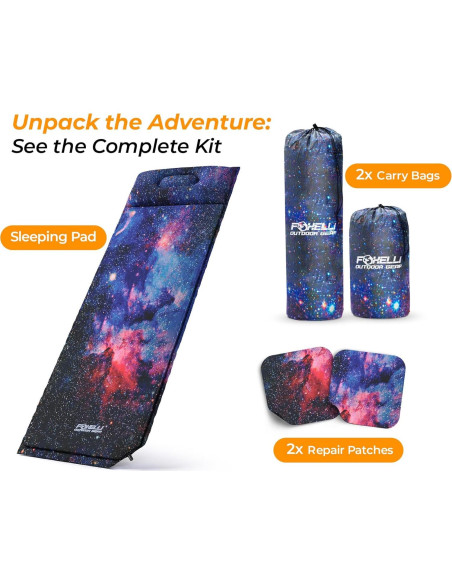 Almohadilla Autoinflable Foxelli para Dormir 183x54 cm con Almohada