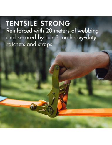 Hamaca Gigante Tentsile Trillium XL para 6 Personas, Malla Negra