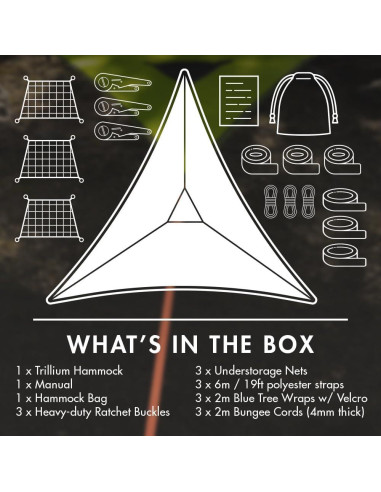 Hamaca Gigante Tentsile Trillium XL para 6 Personas, Malla Negra