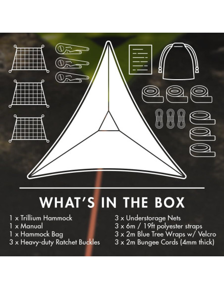 Hamaca Gigante Tentsile Trillium XL para 6 Personas, Malla Negra