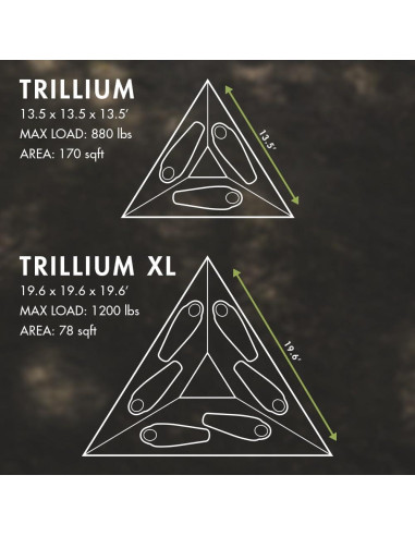 Hamaca Gigante Tentsile Trillium XL para 6 Personas, Malla Negra