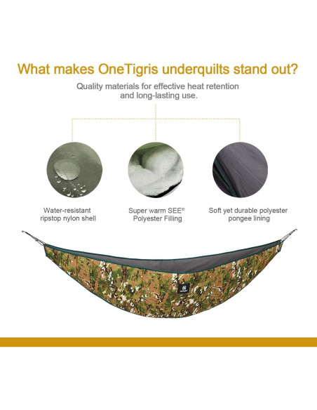 OneTigris Underquilt para Hamaca 4 Estaciones Camo 0.9kg